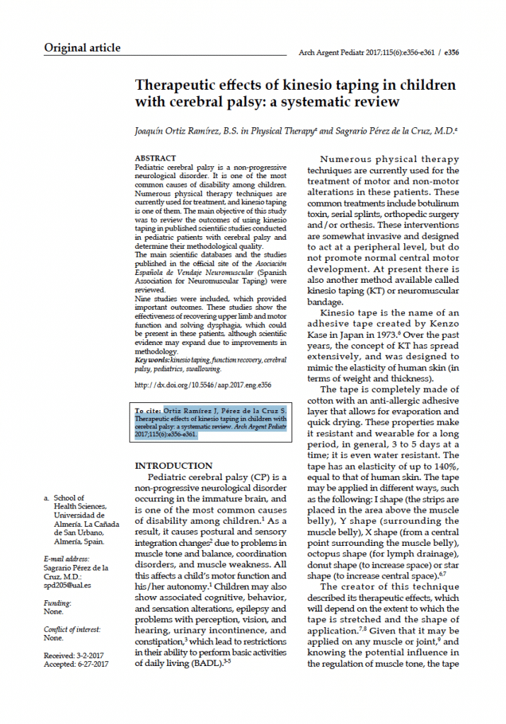 Therapeutic effects of kinesio taping in children with cerebral palsy: a systematic review